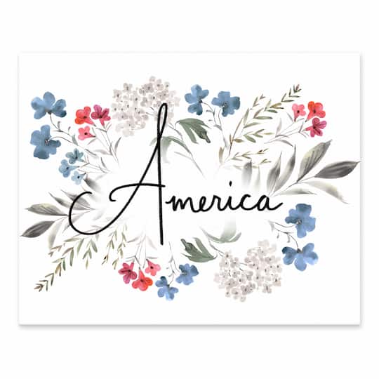 10&#x22; Floral America Tabletop Canvas